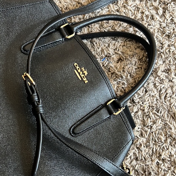 COACH F57527 SMALL MARGOT CARRYALL CROSSGRAIN LEATHER BLACK - Picture 11 of 16